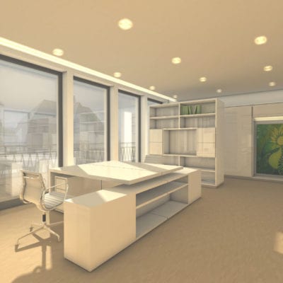 Penthousebüro Büro-Rendering Innenarchitektur 1